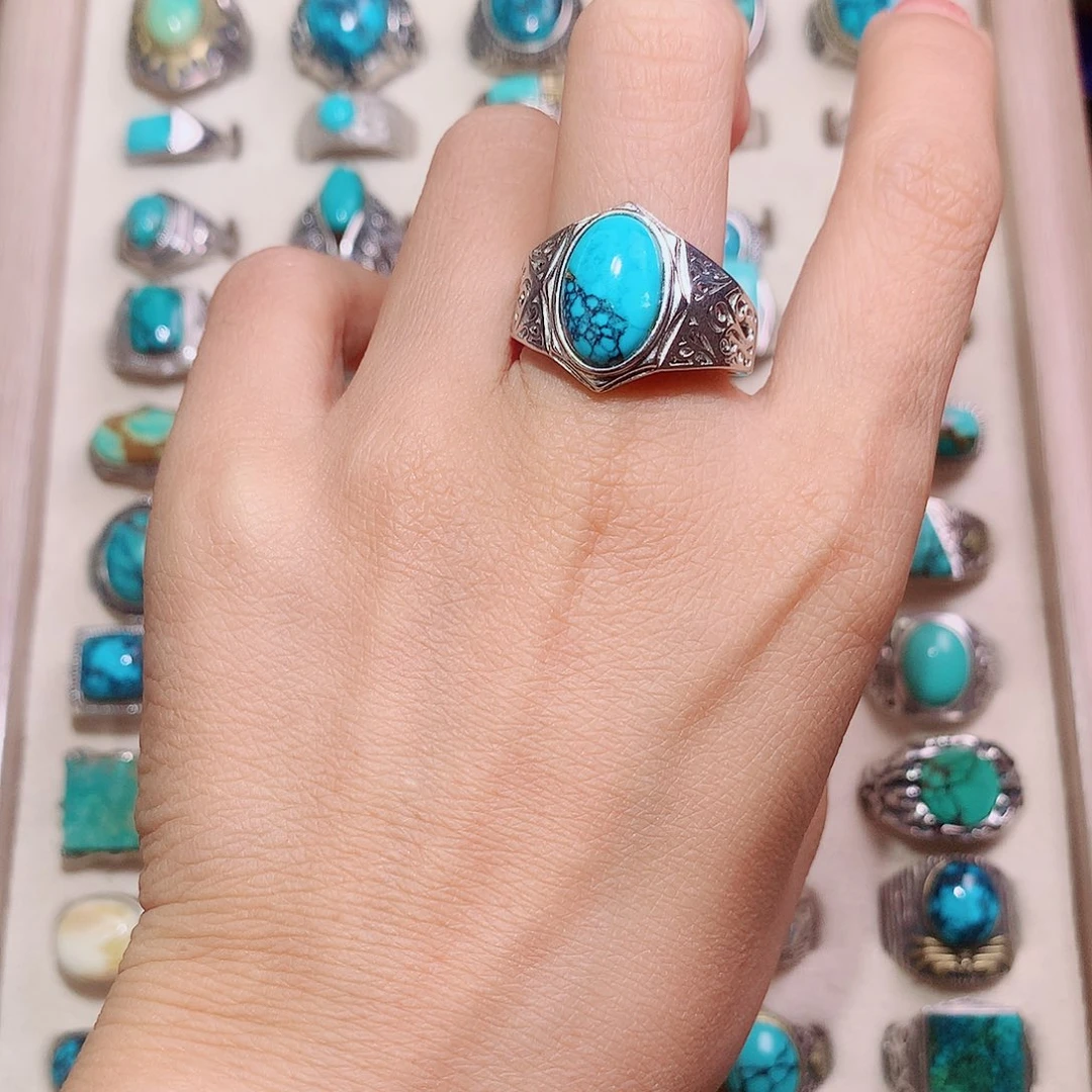 银S925镶嵌绿松石挂件