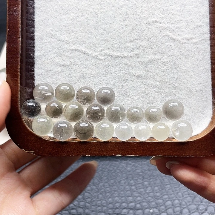 水晶珠宝半成品未镶嵌30茶晶小球一组