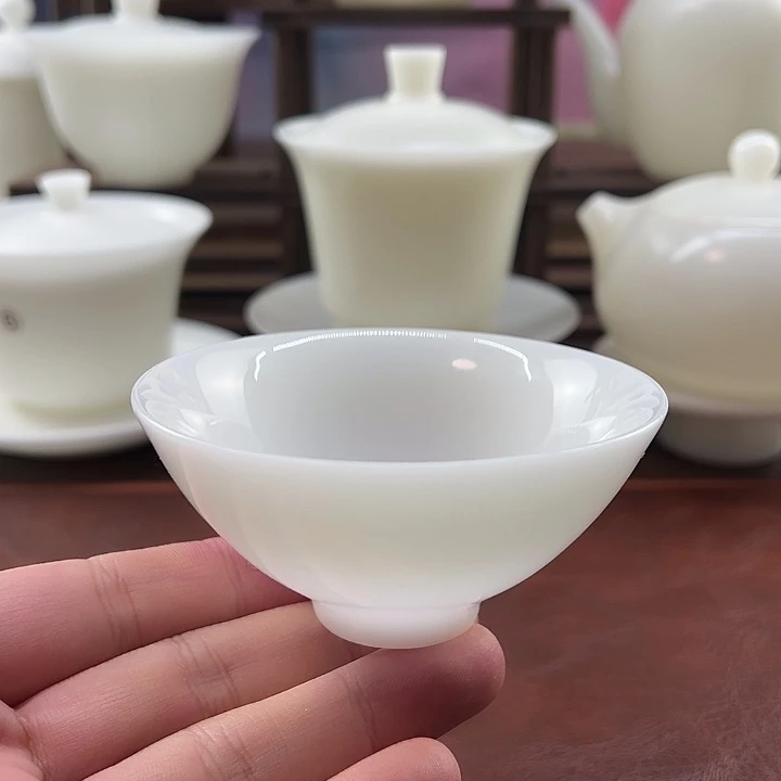 釉烧璞玉瓷90ml斗笠主人杯