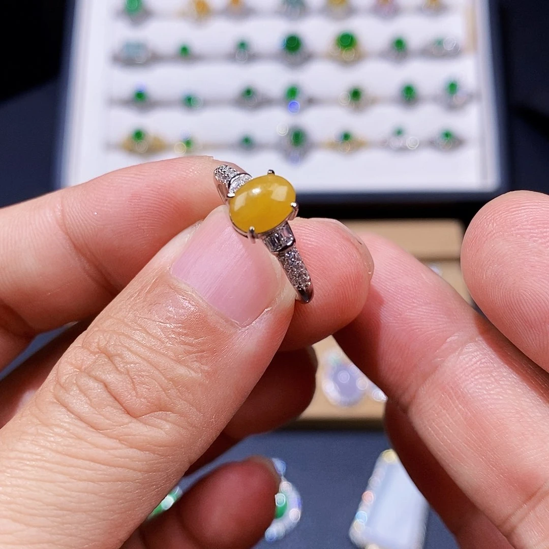 银S925镶嵌戒指翡翠戒指