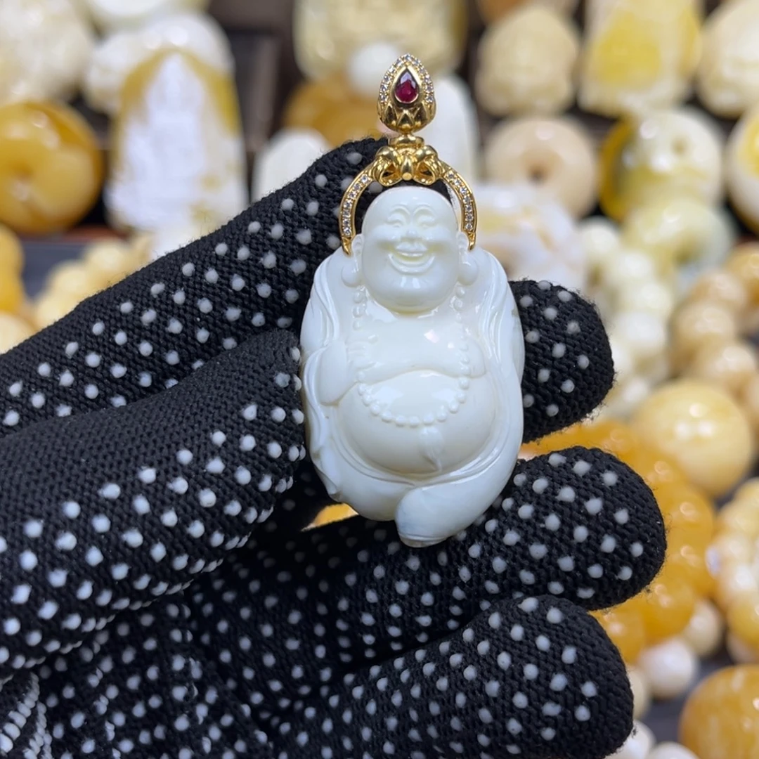 琥珀未镶嵌手串弥勒