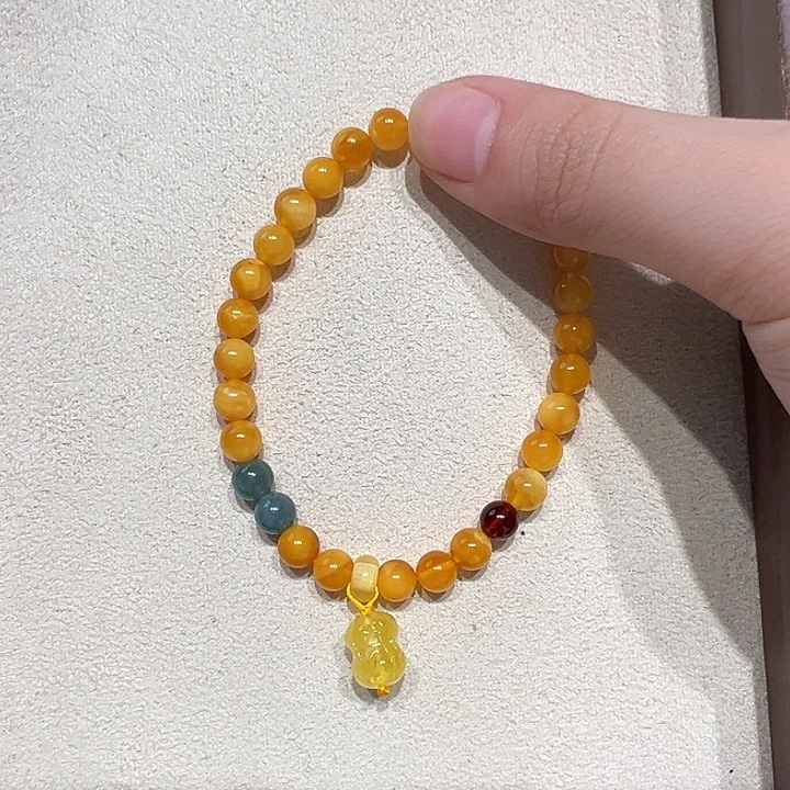 蜜蜡未镶嵌手链6.3mm蜜蜡手串