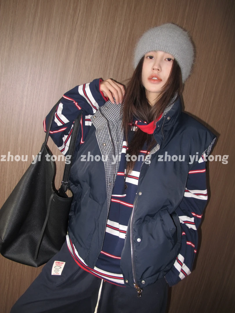 【两面穿马甲】小众设计两面穿格子厚款棉服马甲 ZYT333109