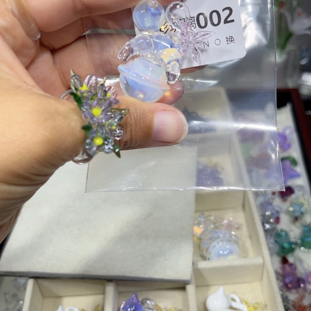 吊坠(不含链)琉璃2白色猫咪