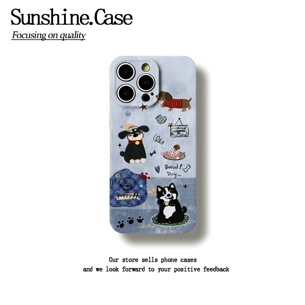 可爱小黑菲林软壳适用苹果oppo华为vivo小米荣耀创意手机壳防摔