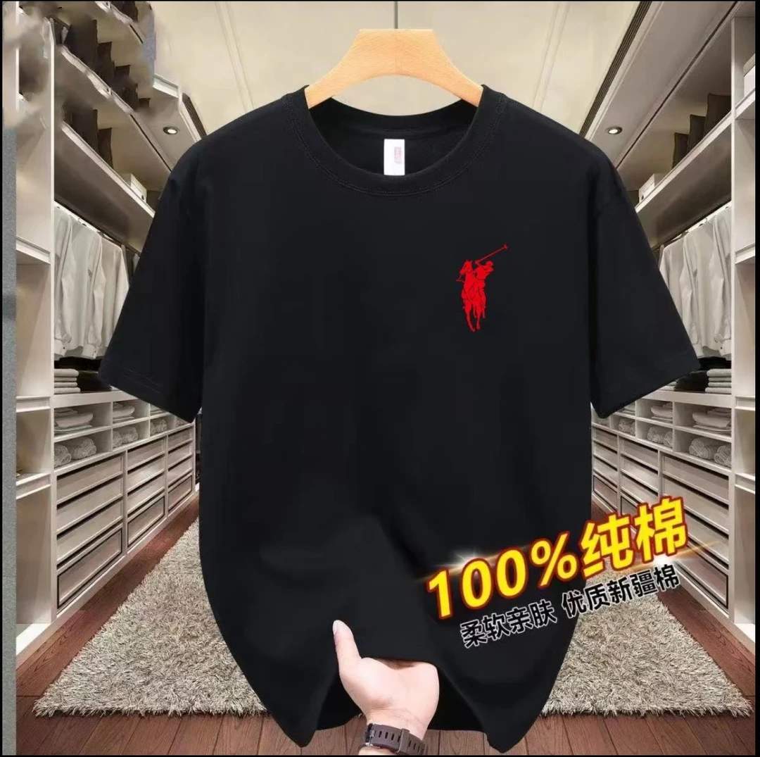 万针刺绣保罗战马男女同款潮流百搭休闲简约T-1