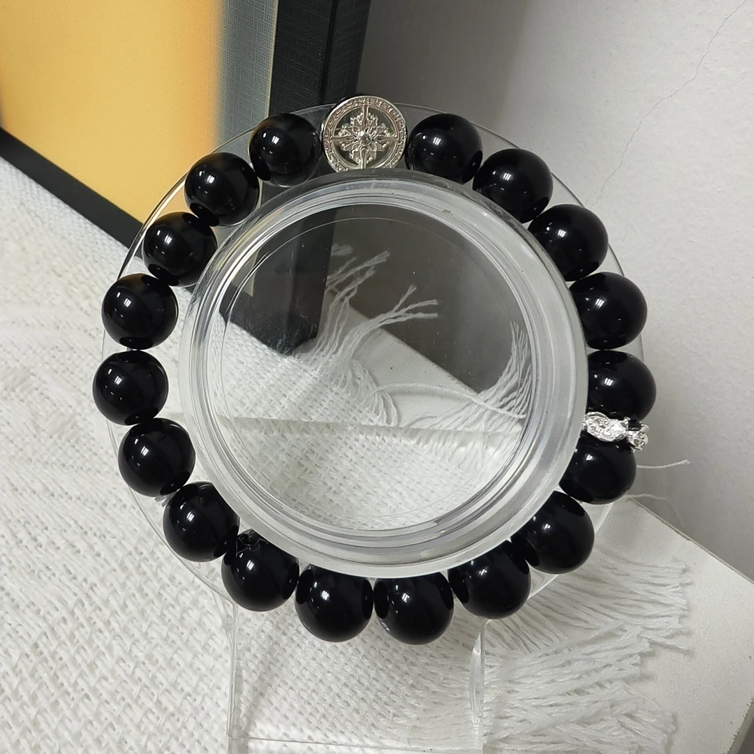 精选黑曜石手串银饰点缀轻奢情侣款