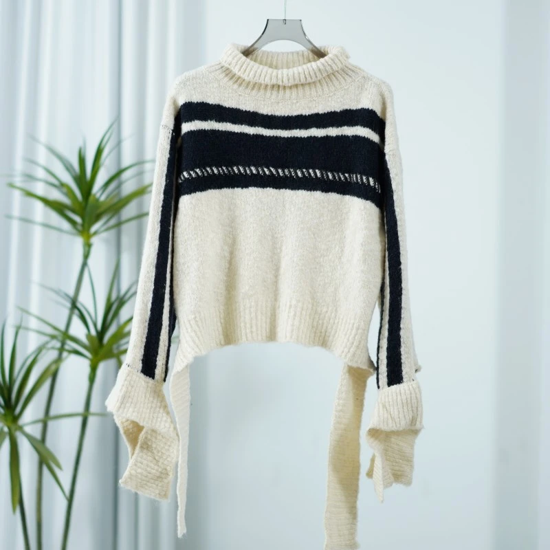 尚系列  E405  女装时尚设计师套头针织毛衣白色1706141