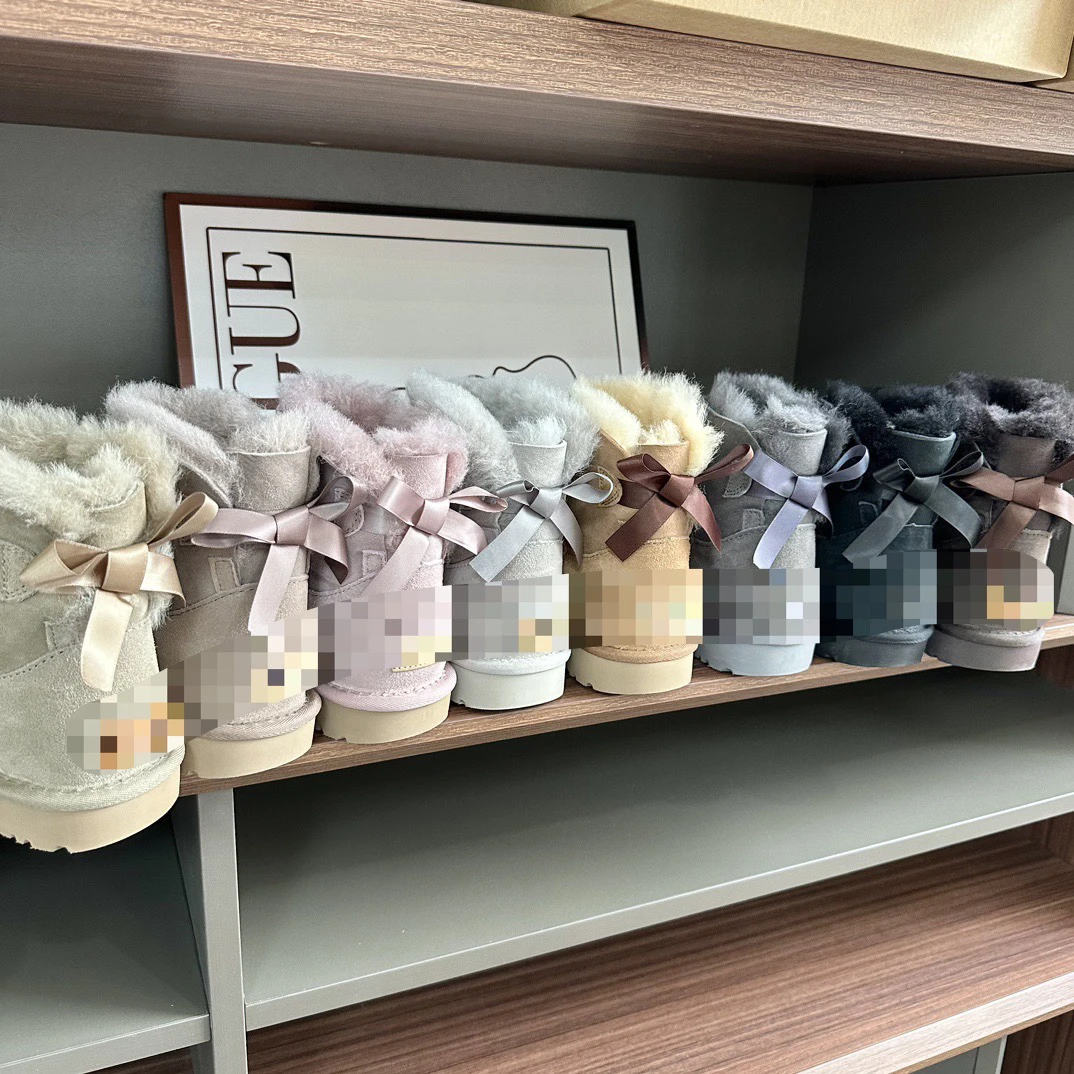 河南桑坡发货真皮真毛单丝带女士雪地靴保暖时尚冬季百搭棉鞋