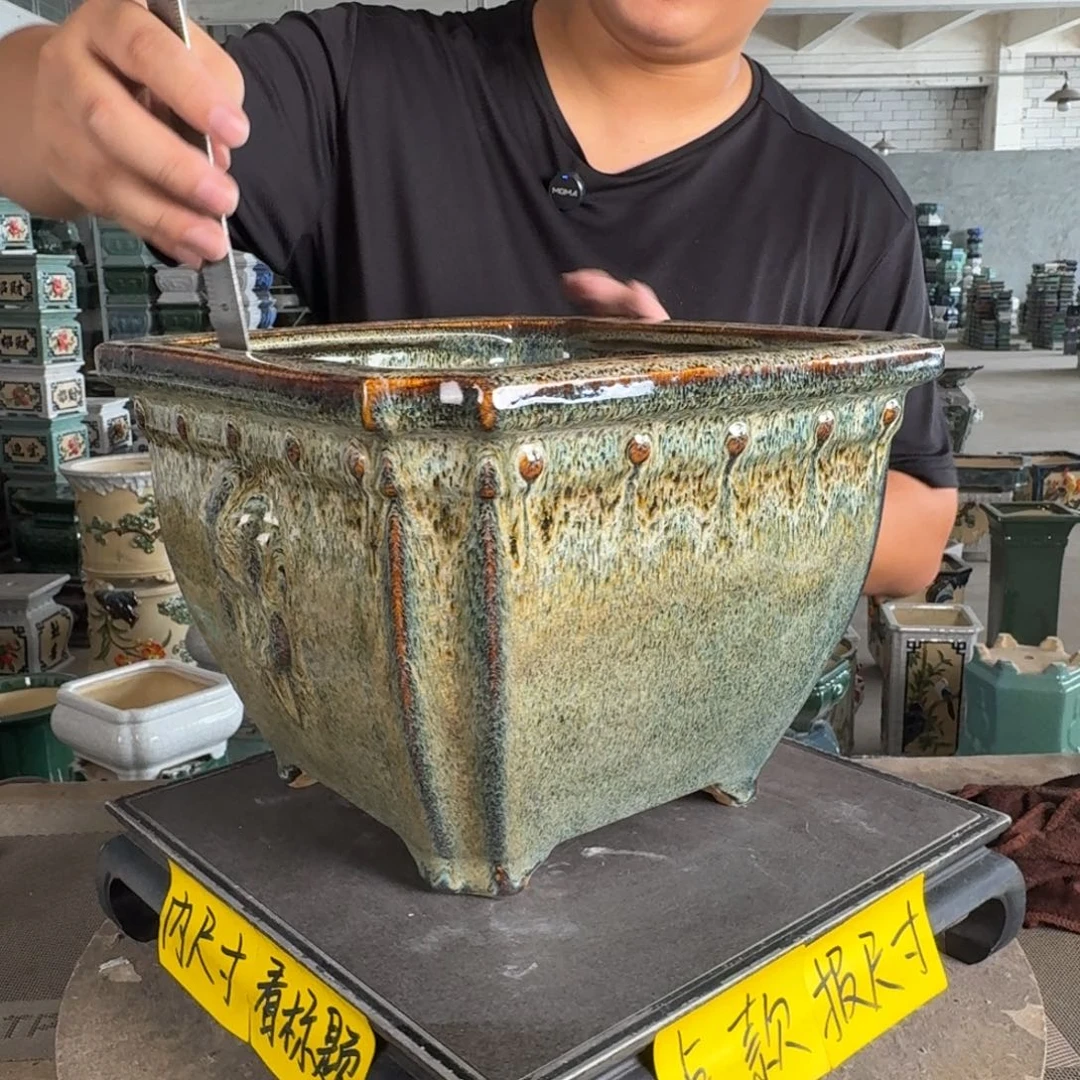 一风堂石湾花盆。盆口收缩内口24*19