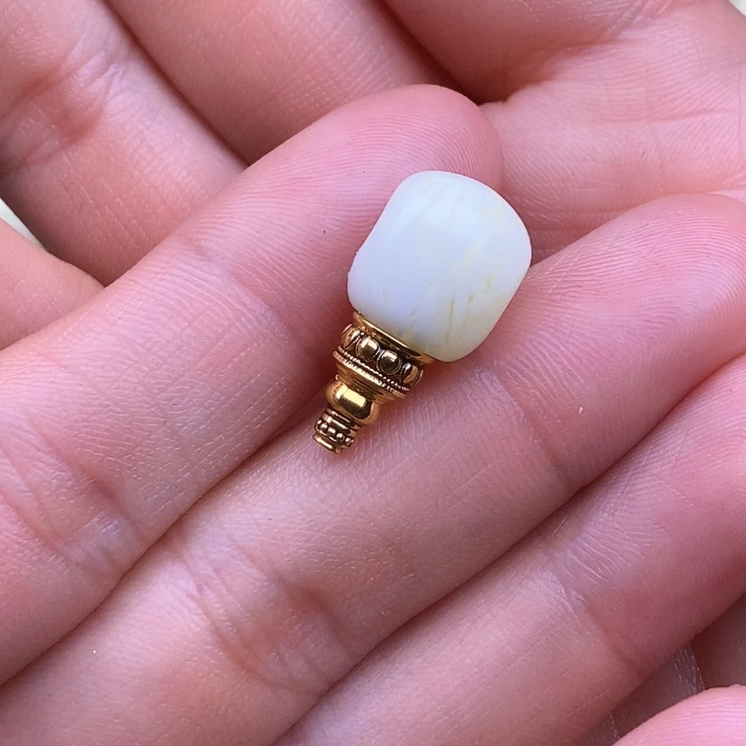 琥珀裸石18K金镶嵌S***o11mm 蜜蜡三通