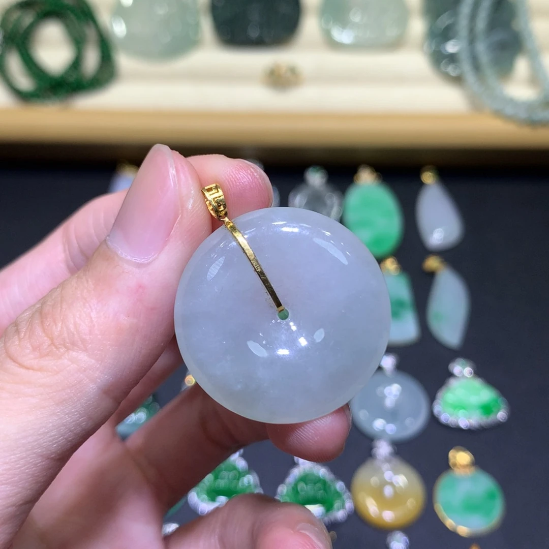 翡翠18K金镶嵌吊坠(不含链)