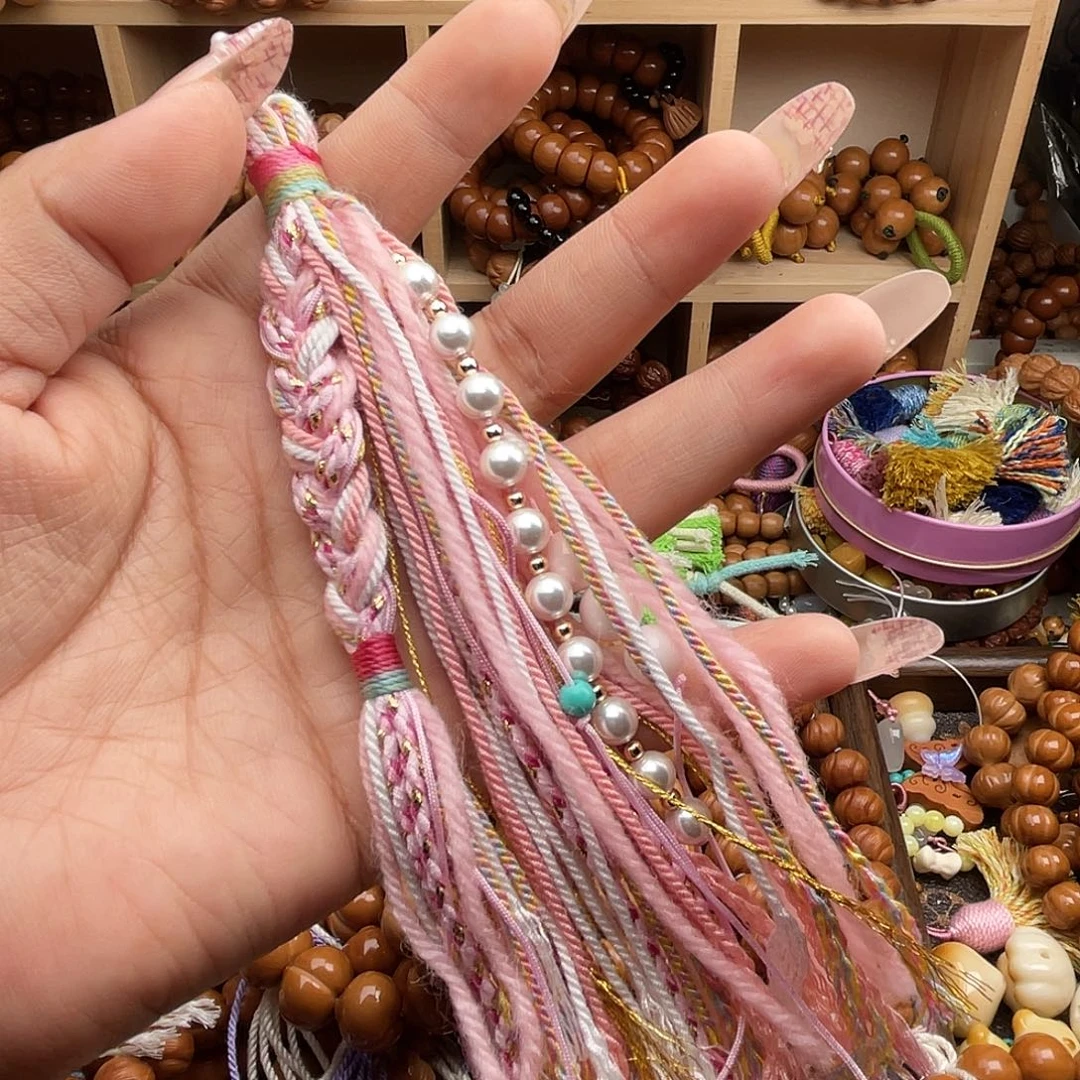 手串猴头核桃手工流苏粉