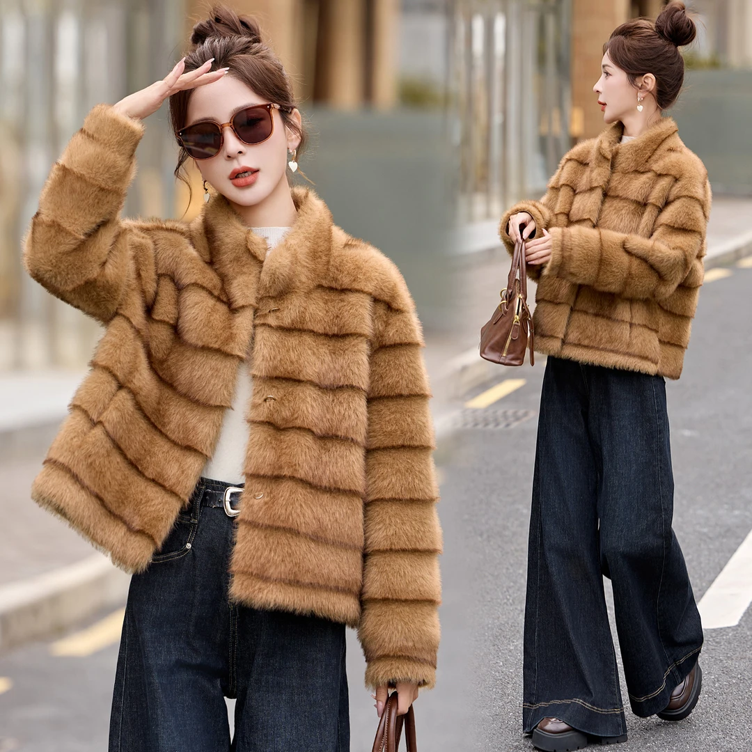 时尚气质休闲风新款保暖毛呢外套2025秋冬新款韩版女士立领冬装女