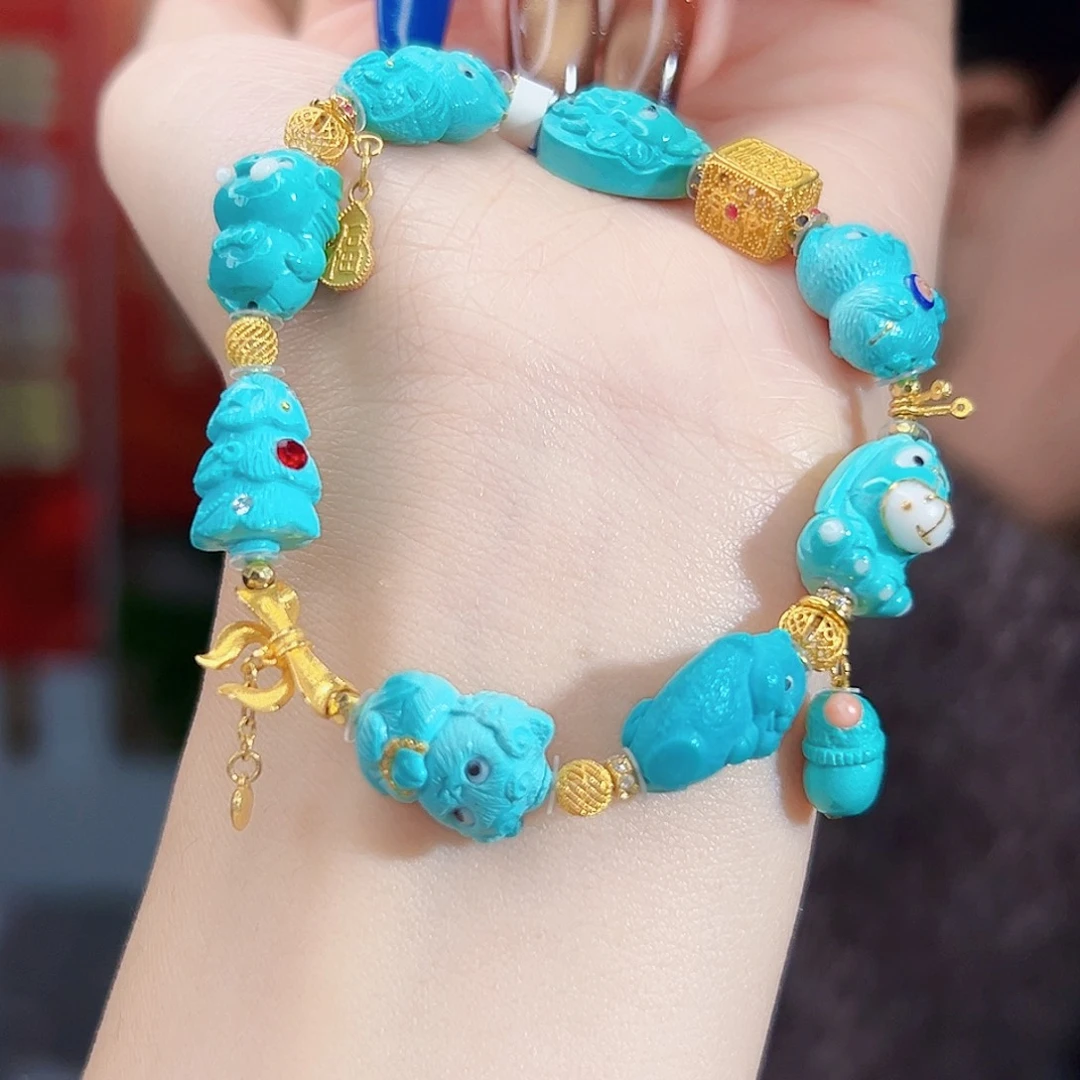 绿松石18K金镶嵌珠宝奇石