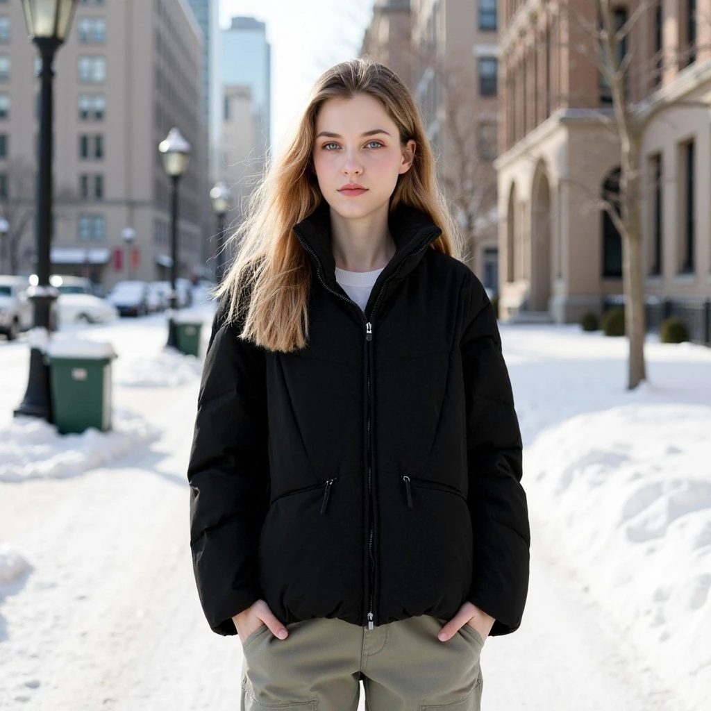 E296# Y23004款90鹅绒小香风短款羽绒服