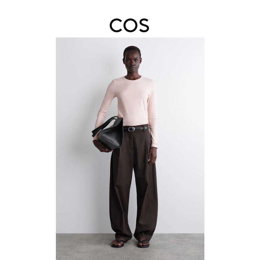 COS女装 标准版型圆领罗纹针织上衣打底衫2025秋季新品1133880010