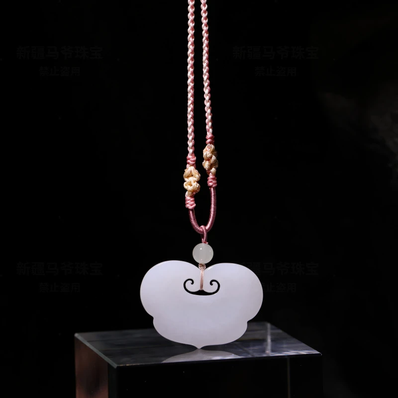 【新疆马爷珠宝】羊脂白玉大如意锁45.9*31.9*9.3/30g