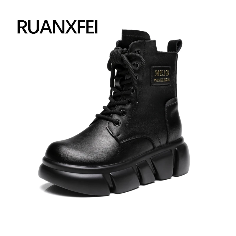 鞋子女爆款裤管靴厚底马丁靴百搭英伦风短靴复古加绒秋冬大棉短靴