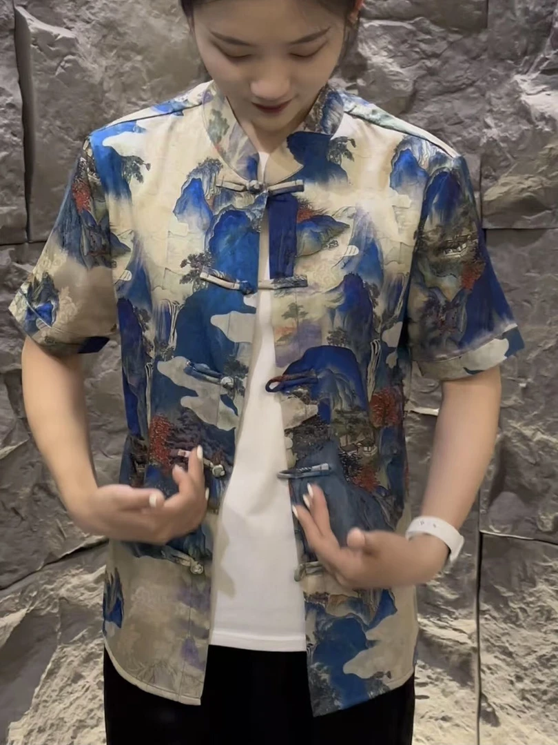 26205 322男士新款时尚休闲百搭唐装T恤