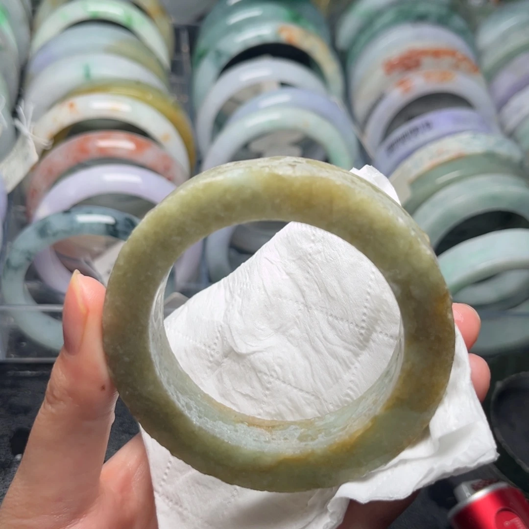 定制翡翠未镶嵌手镯冰茶色54-57