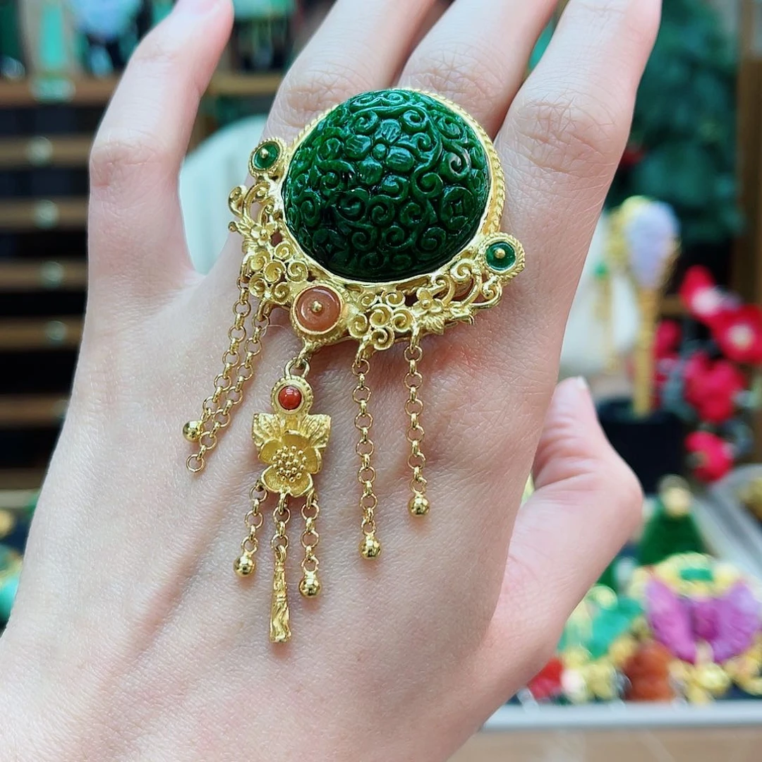 银S925镶嵌戒指翡翠48小时鉴赏期1