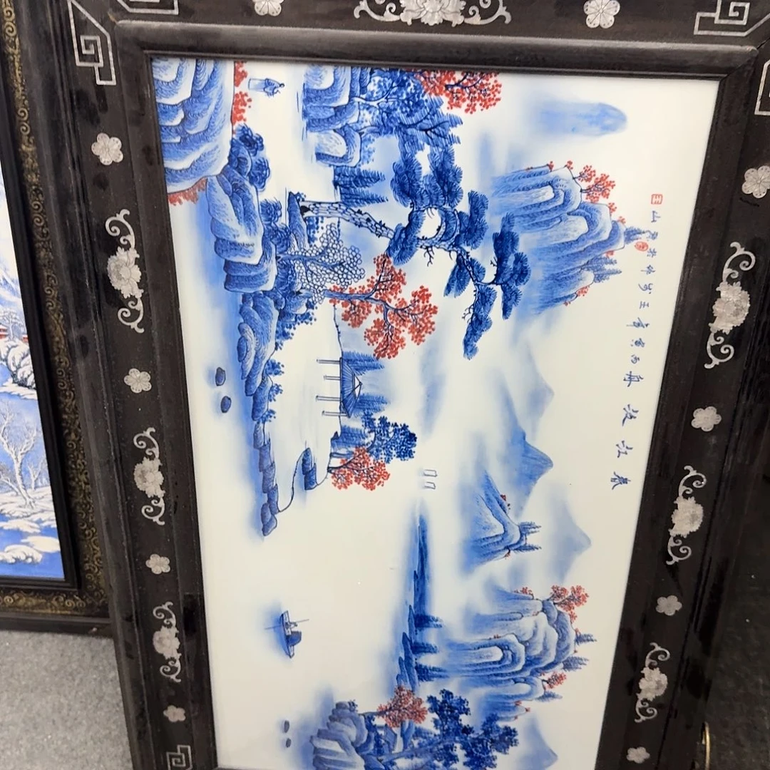 忠***林陶摆件瓷板画瓷板画