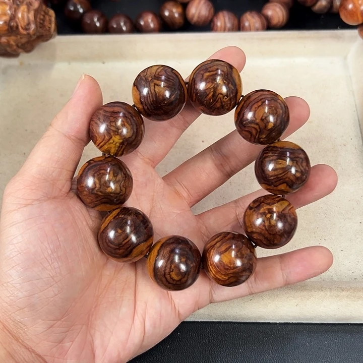 手串/手链黄花梨/降香黄檀25mm圆珠蝴蝶纹