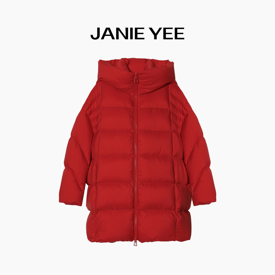 Janie Yee“超模泡芙”90白鹅绒连帽外装羽绒服外套女24A2602