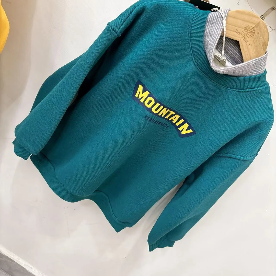 假二件一体绒时尚墨绿色卫衣2413004093