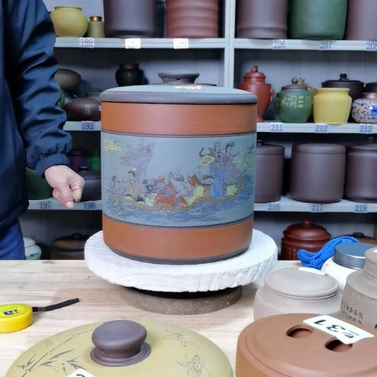 茶叶罐紫砂正品八饼装茶叶罐八仙过海