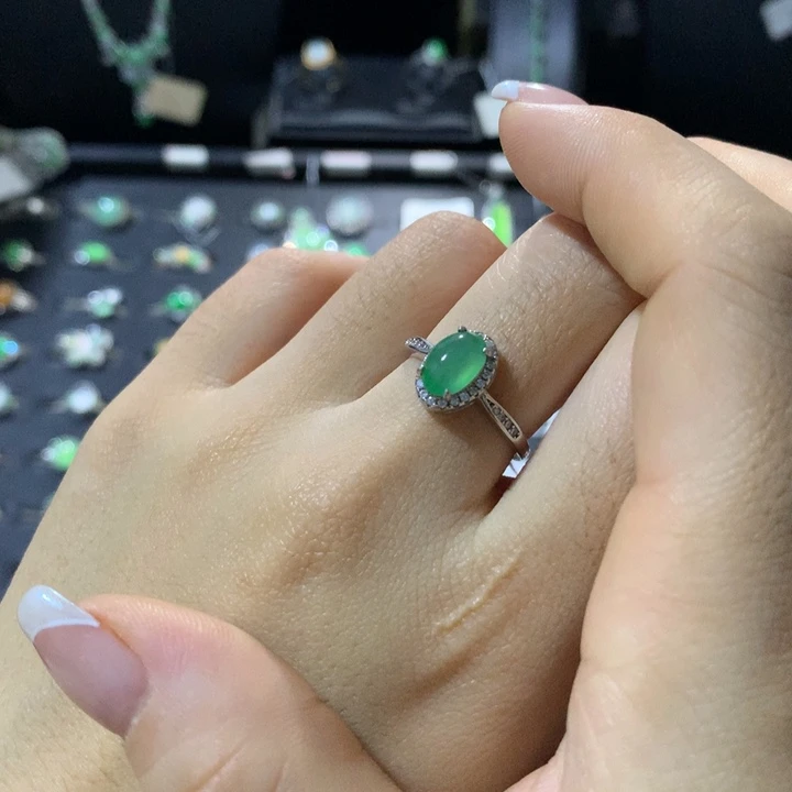 翡翠银S925镶嵌戒指