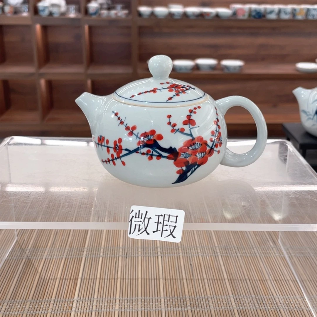 釉下手绘茶具微瑕