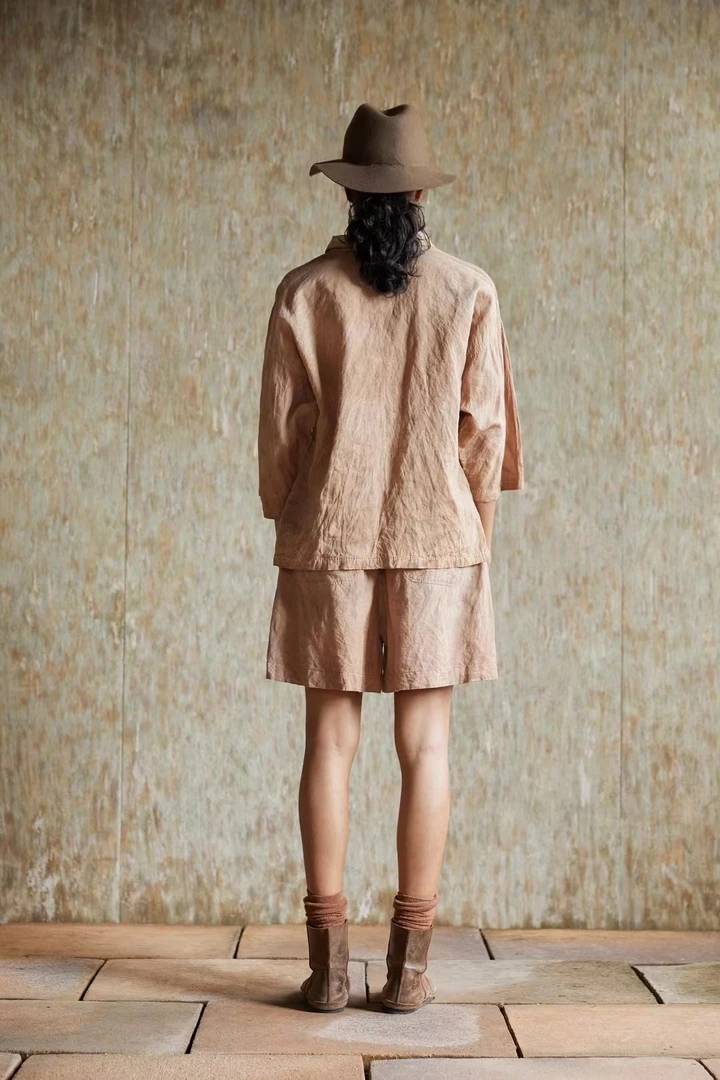 左岸迷香2025春夏植物染短裤小众文艺气质休闲舒适慵懒