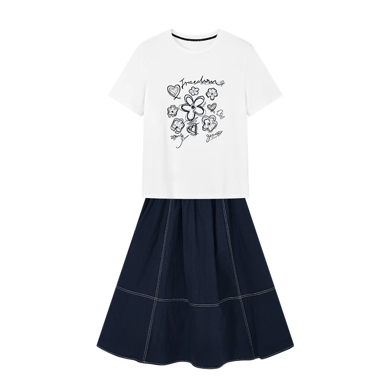 【达人专属】文艺感半裙套装W6858