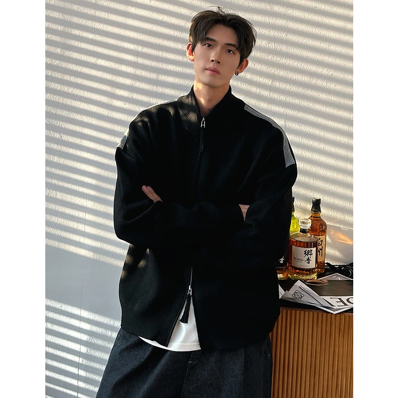【含羊毛高级绒感定制面料】潮流宽松针织外套秋季休闲男士开衫毛衣
