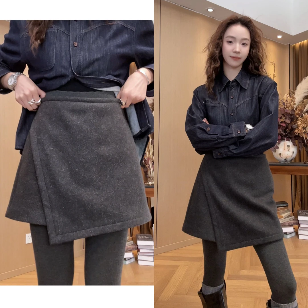 小静静一会【不规则裙裤】2025秋冬新款百搭显瘦休闲裤 2512C8613