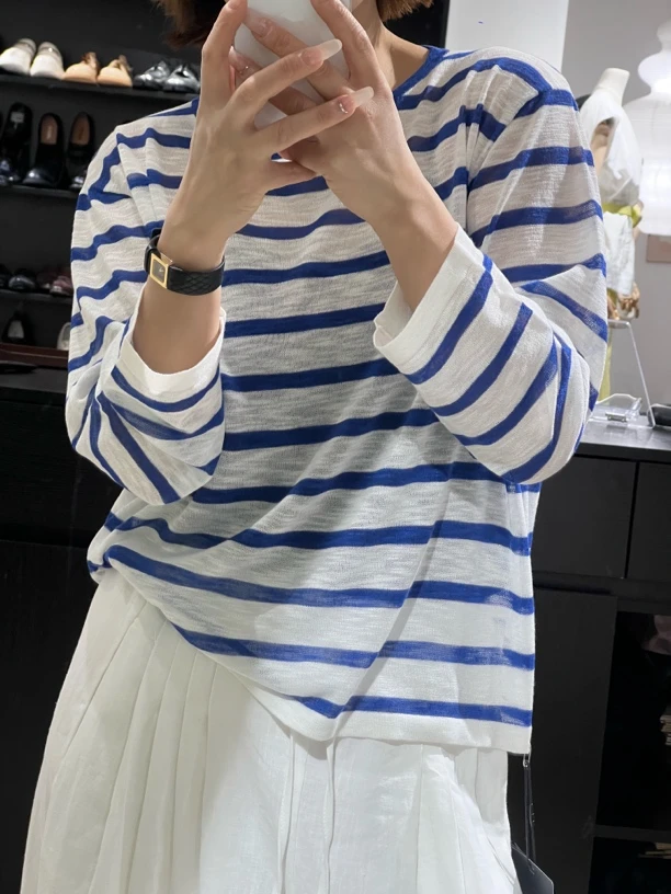【GAOGAO】条纹长袖防晒衫