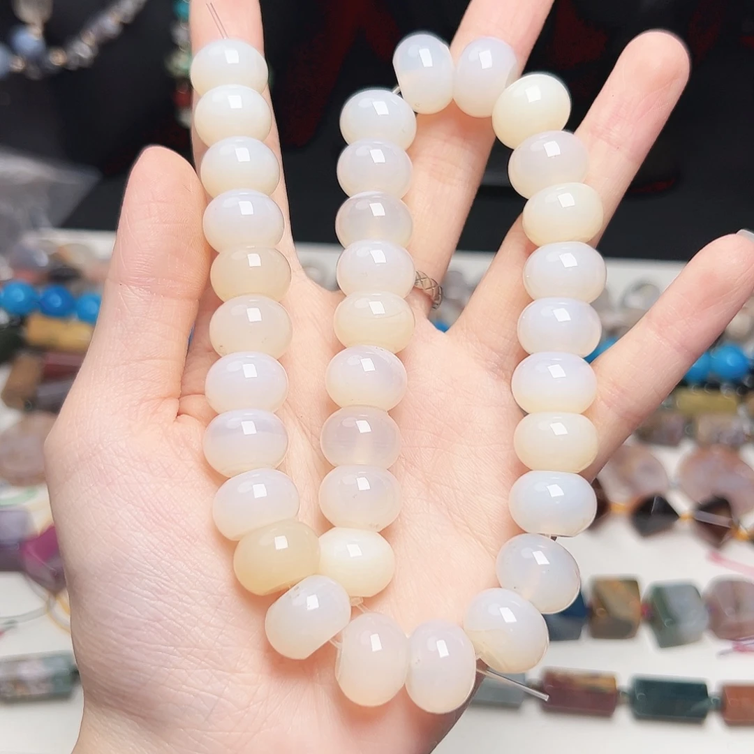 玛瑙/玉髓合金珠宝半成品x15。算盘玛瑙一条14mm孤品