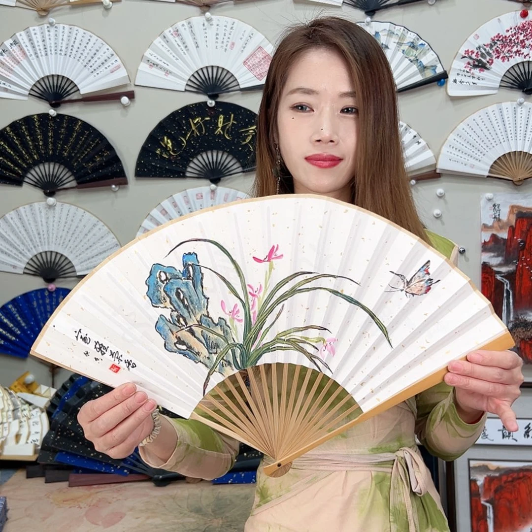 书法九五寸玉竹-文玩扇-手写-粘好发出