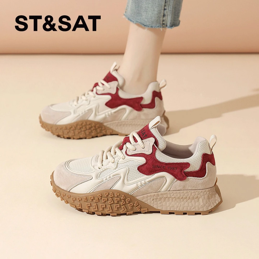 星期六德训鞋女款2025新款夏透气薄款厚底休闲阿甘运动鞋爆款鞋子