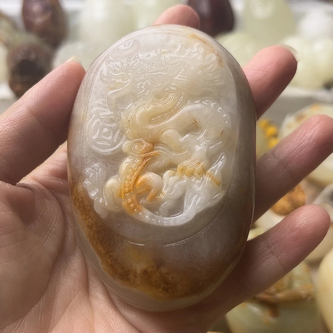 石材方解石手把摆件不退换龙