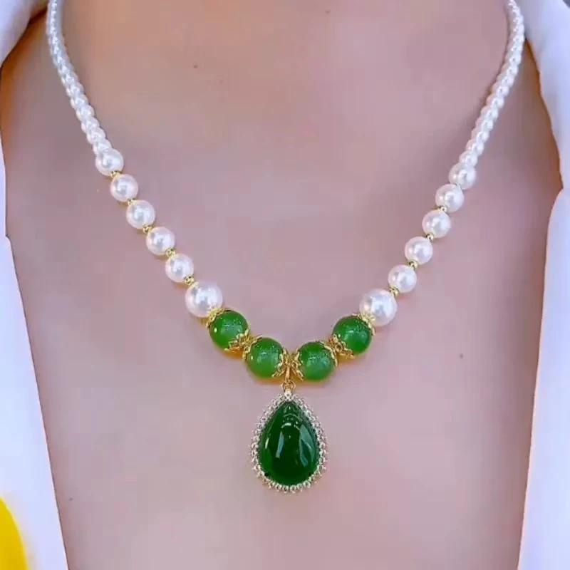 祖母水滴项链绿色水滴项链