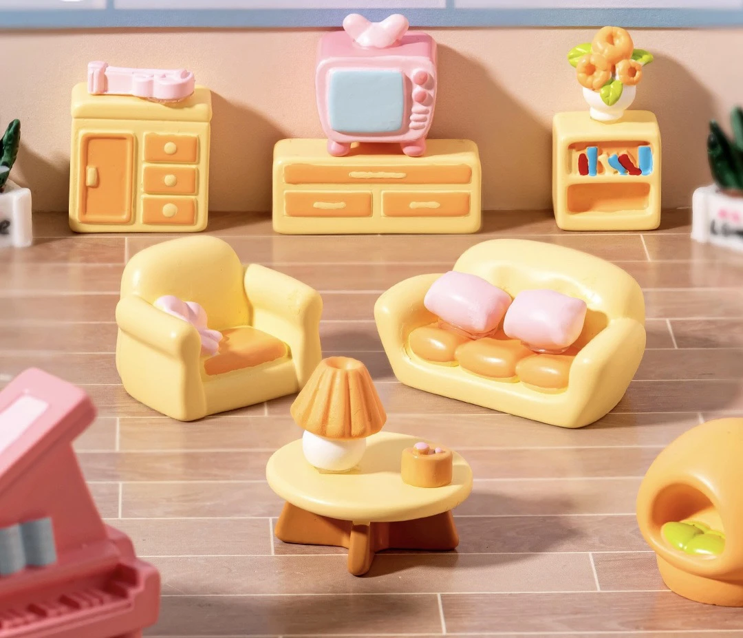 【对对碰】黄色钢琴微景观卡通创意小家具摆件diy娃屋桌面摆件