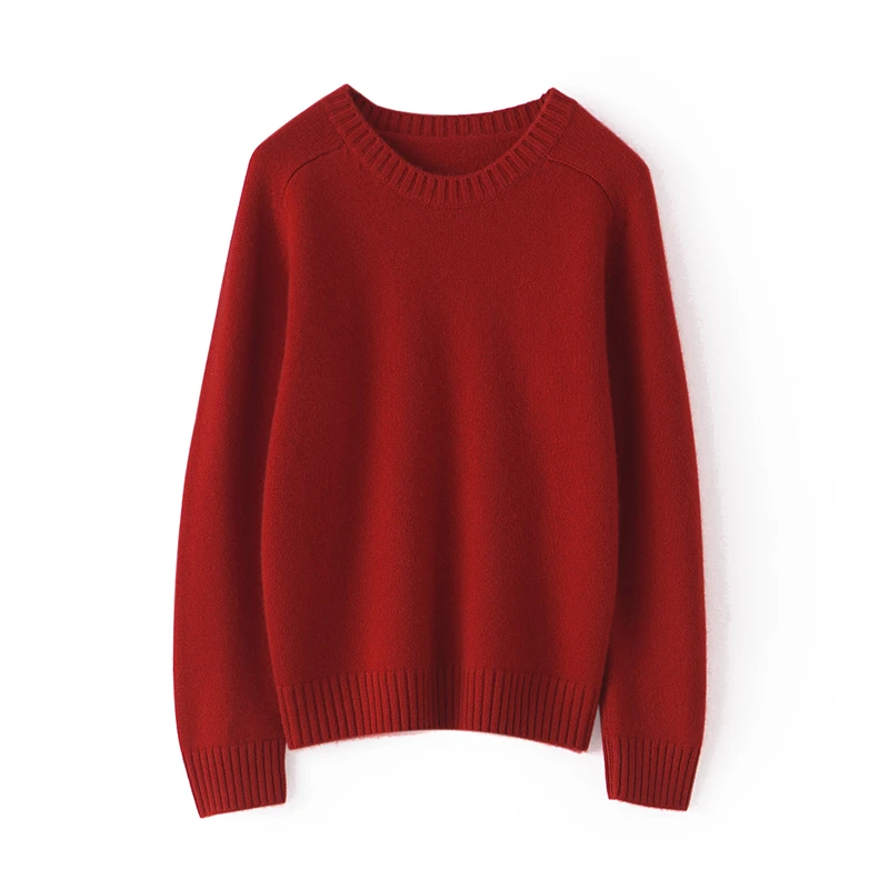 100纯山羊绒衫女士圆领加厚毛衣B008