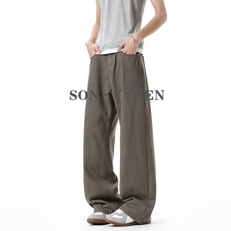 Cleanfit重磅加绒美式美拉德复古基础款牛仔裤男直筒宽松情侣长裤