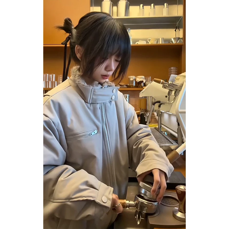 美式复古毛领哈灵顿夹克棉服男款冬季保暖美式bomber短款棉衣外套