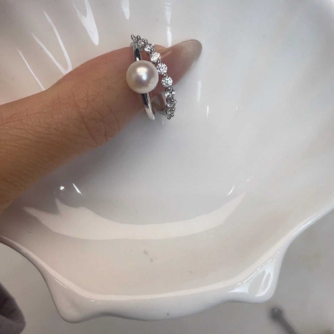 海水珍珠银S925镶嵌戒指
