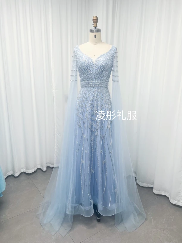 鱼尾裙钉珠拉链礼服主持人轻奢仙气设计师婚纱主持走秀演出礼服