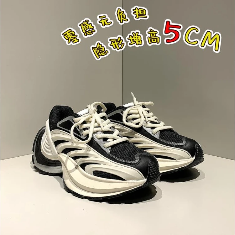 okkdey秋季XLG厚底男鞋机甲老爹鞋情侣复古百搭透气运动休闲跑鞋